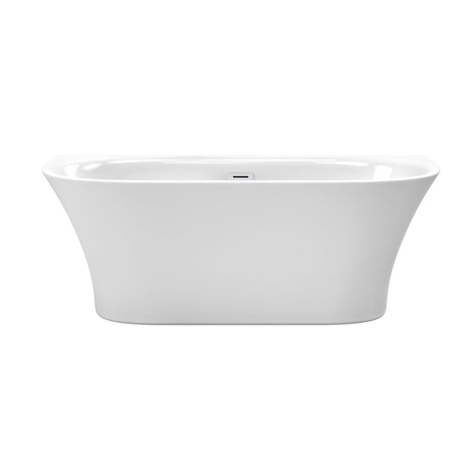 Wyndham Collection Cybill 67" Freestanding Bathtub in White With Shiny White Drain and Overflow Trim