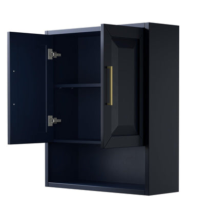 Wyndham Collection Daria Wall-Mounted Storage Cabinet in Dark Blue