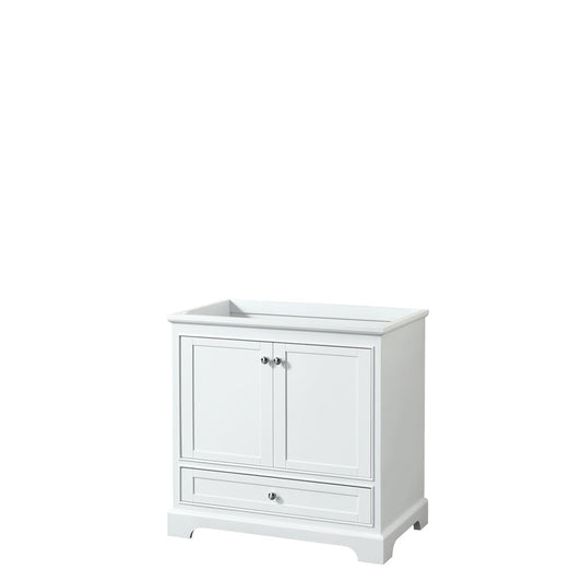 Wyndham Collection Deborah 36" Single Bathroom Vanity in White, No Countertop, No Sink, and No Mirror