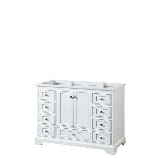 Wyndham Collection Deborah 48" Single Bathroom Vanity in White, No Countertop, No Sink, and No Mirror