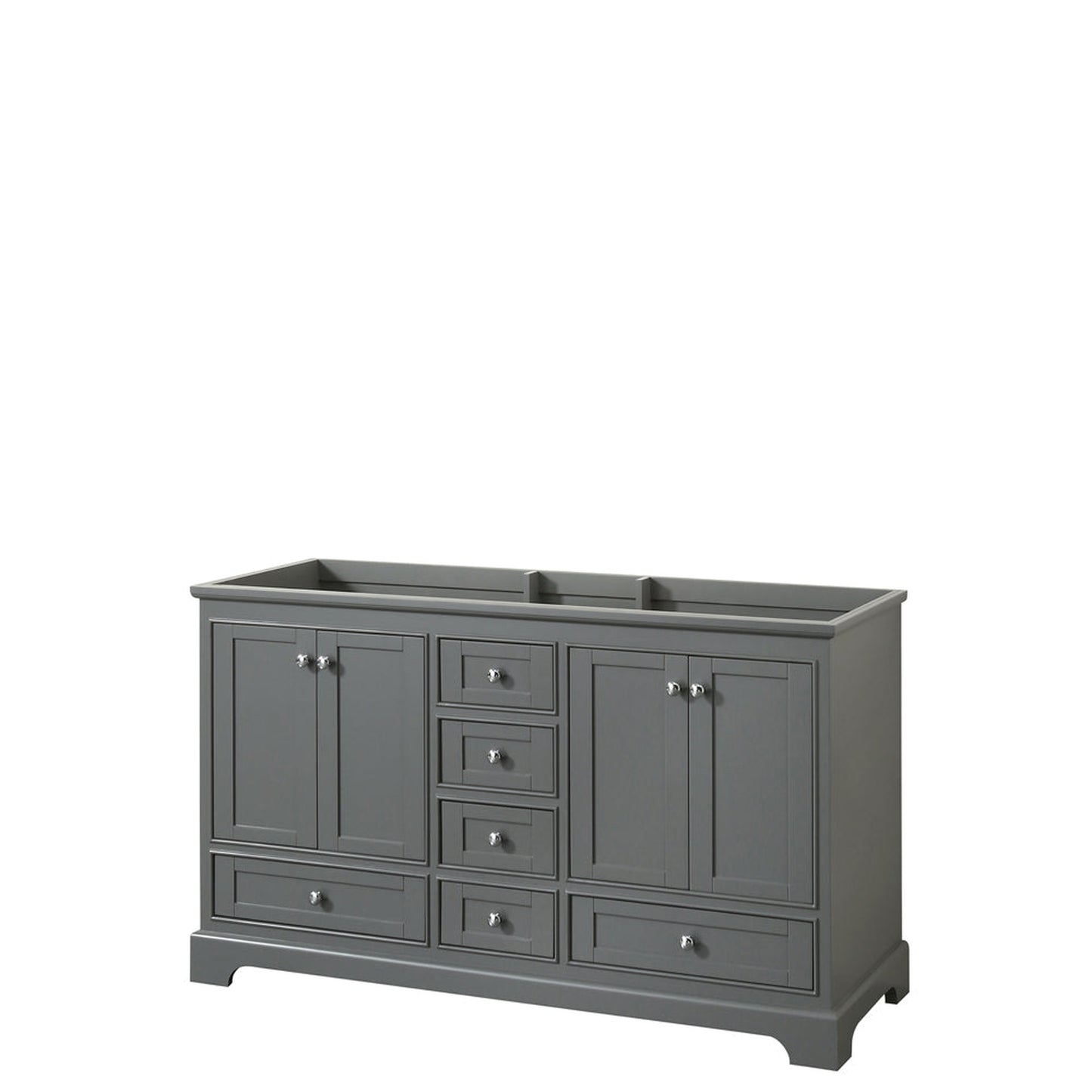 Wyndham Collection Deborah 60" Double Bathroom Vanity in Dark Gray, No Countertop, No Sinks, and No Mirror