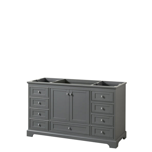 Wyndham Collection Deborah 60" Single Bathroom Vanity in Dark Gray, No Countertop, No Sink, and No Mirror