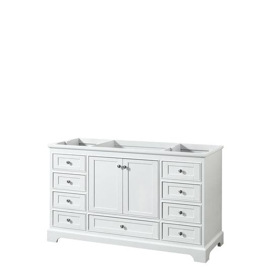 Wyndham Collection Deborah 60" Single Bathroom Vanity in White, No Countertop, No Sink, and No Mirror