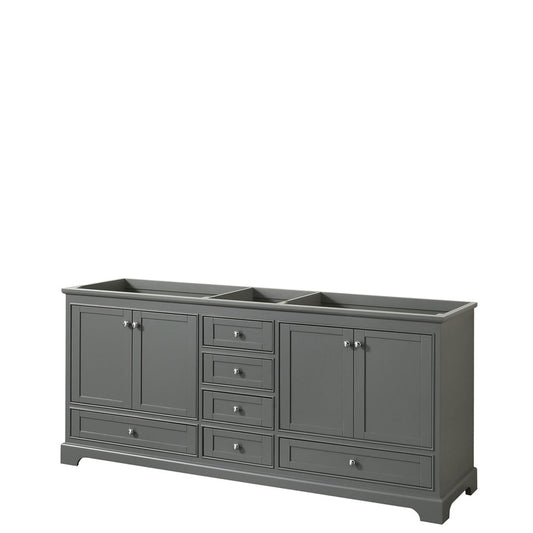 Wyndham Collection Deborah 80" Double Bathroom Vanity in Dark Gray, No Countertop, No Sinks, and No Mirror