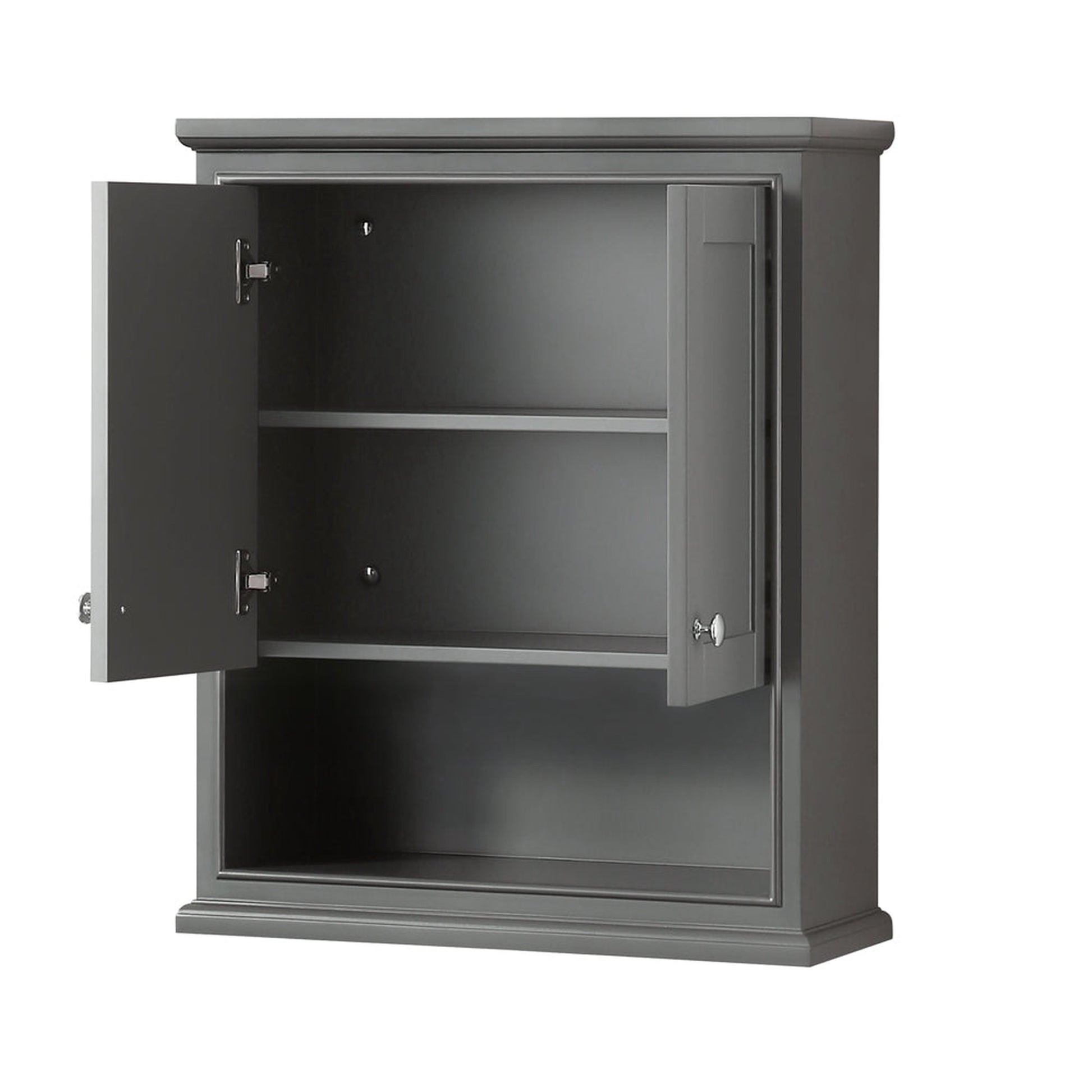 Wyndham Collection Deborah Bathroom Wall-Mounted Storage Cabinet in Dark Gray