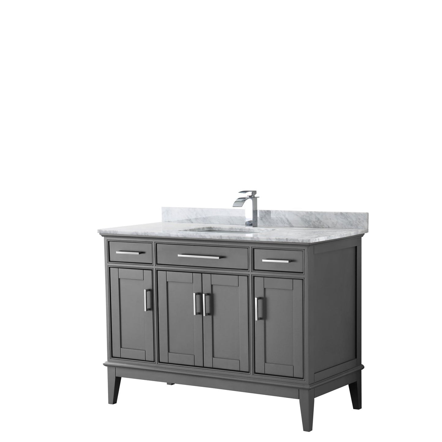 Wyndham Collection Margate 48" Single Bathroom Dark Gray Vanity With White Carrara Marble Countertop And Undermount Square Sink