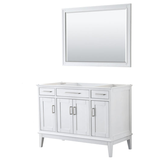 Wyndham Collection Margate 48" Single Bathroom White Vanity With 44" Mirror