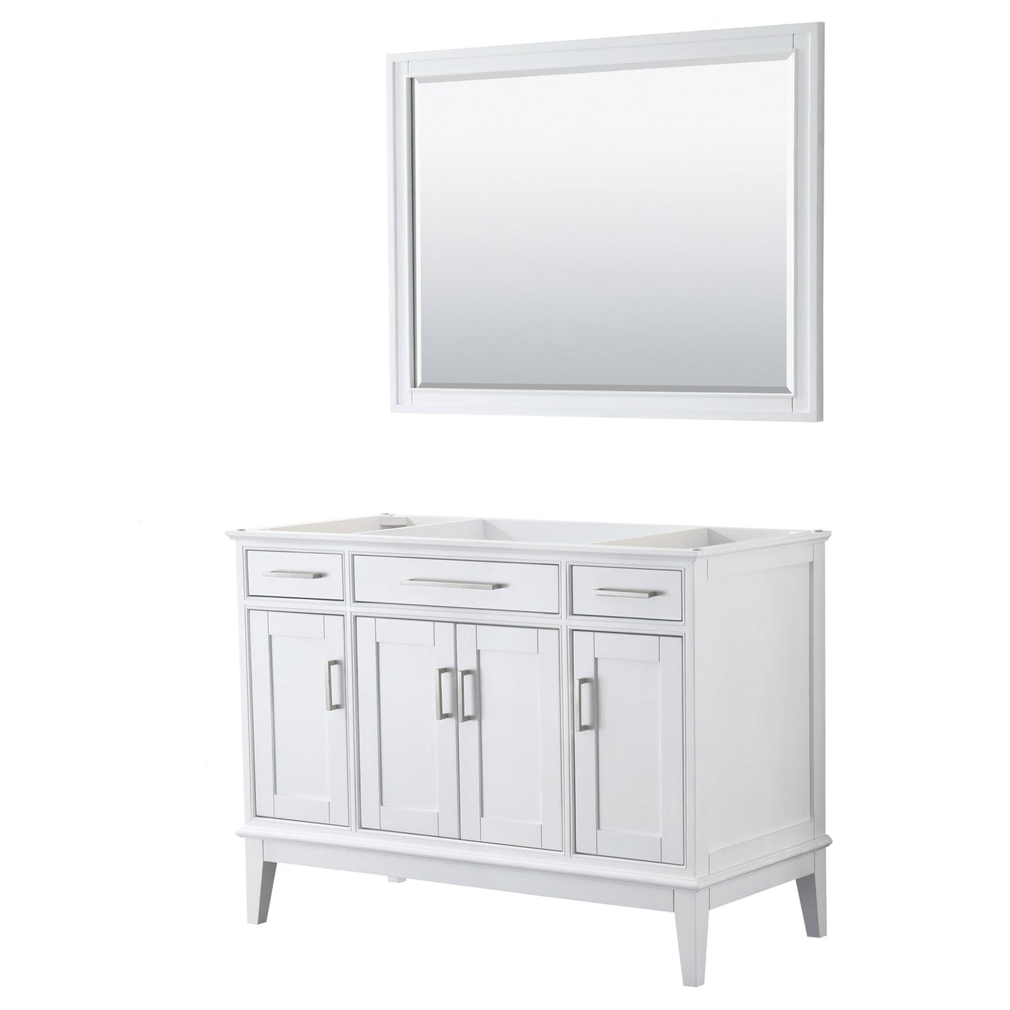 Wyndham Collection Margate 48" Single Bathroom White Vanity With 44" Mirror