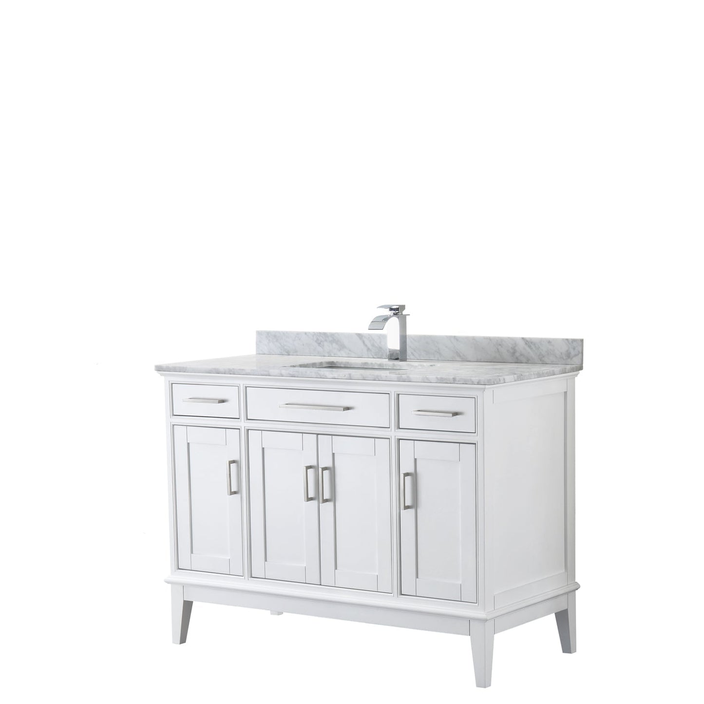 Wyndham Collection Margate 48" Single Bathroom White Vanity With White Carrara Marble Countertop And Undermount Square Sink