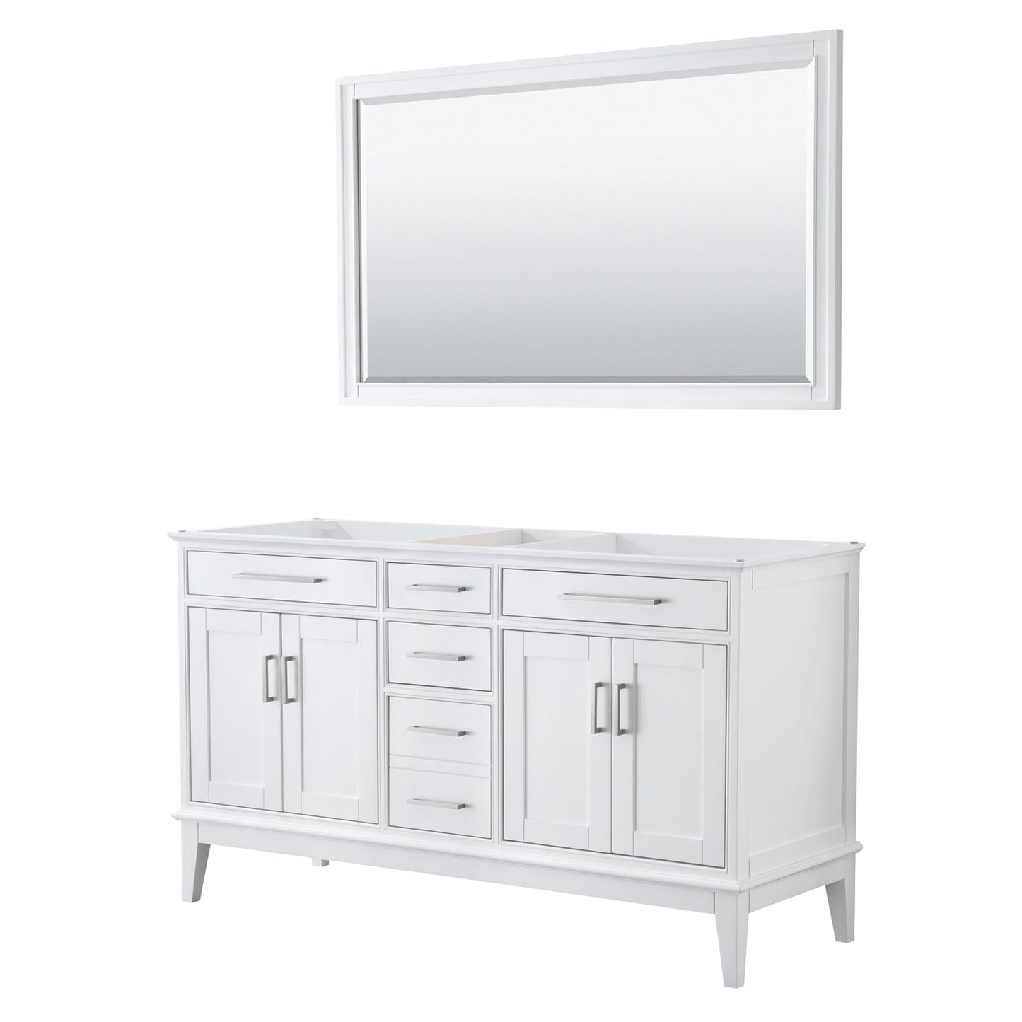 Wyndham Collection Margate 60" Double Bathroom White Vanity With 56" Mirror