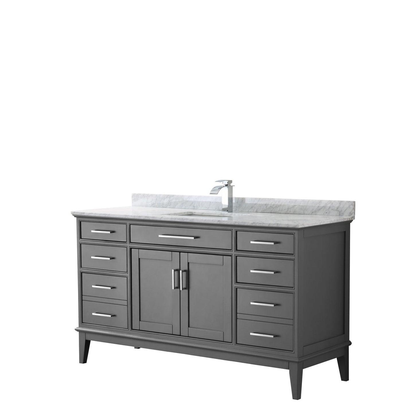 Wyndham Collection Margate 60" Single Bathroom Dark Gray Vanity With White Carrara Marble Countertop And Undermount Square Sink