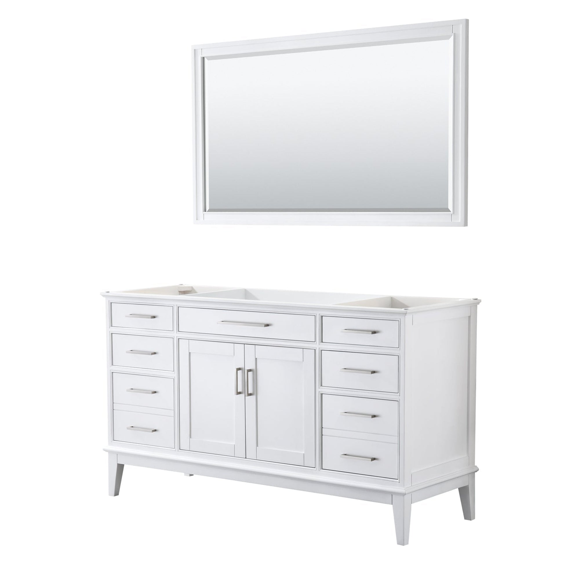 Wyndham Collection Margate 60" Single Bathroom White Vanity With 56" Mirror