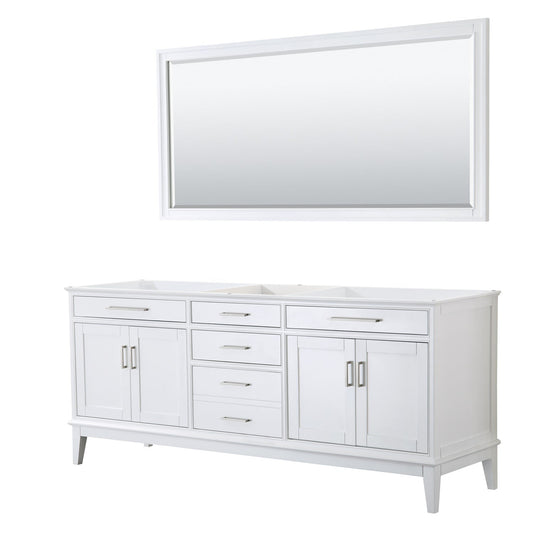 Wyndham Collection Margate 80" Double Bathroom White Vanity With 70" Mirror