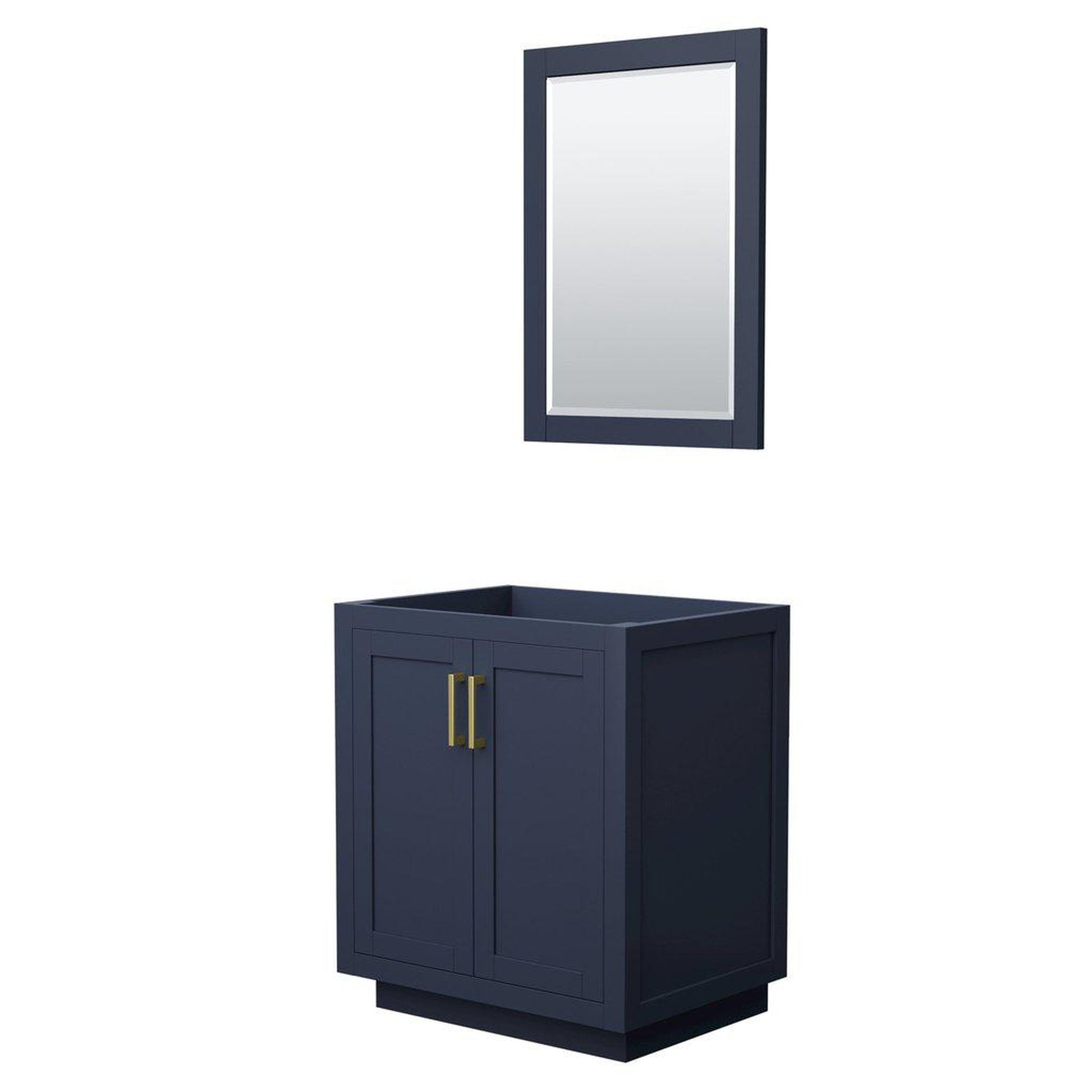 Wyndham Collection Miranda 30" Single Bathroom Dark Blue Vanity Set With 24" Mirror And Brushed Gold Trim