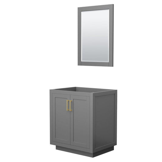 Wyndham Collection Miranda 30" Single Bathroom Dark Gray Vanity Set With 24" Mirror And Brushed Gold Trim