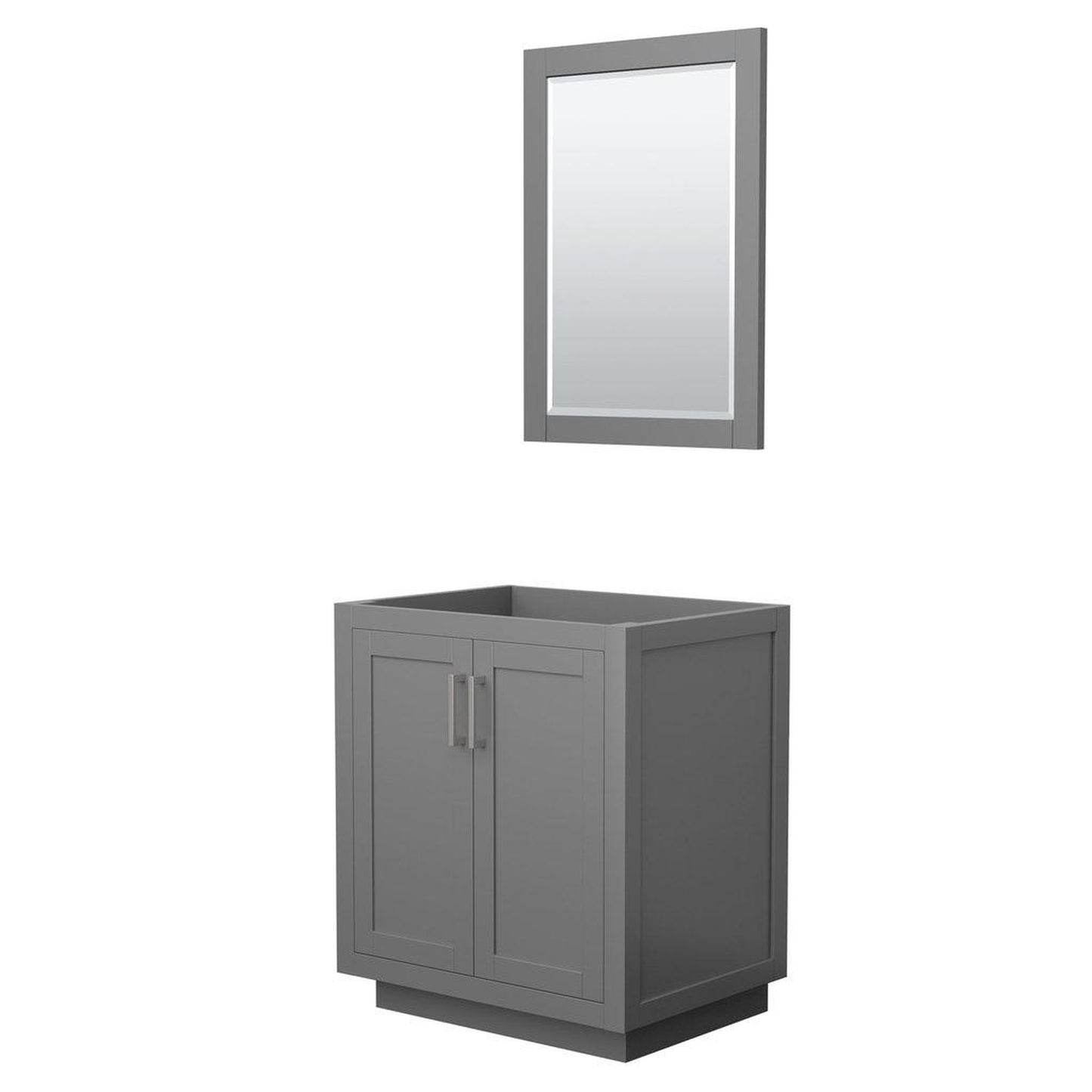 Wyndham Collection Miranda 30" Single Bathroom Dark Gray Vanity Set With 24" Mirror And Brushed Nickel Trim