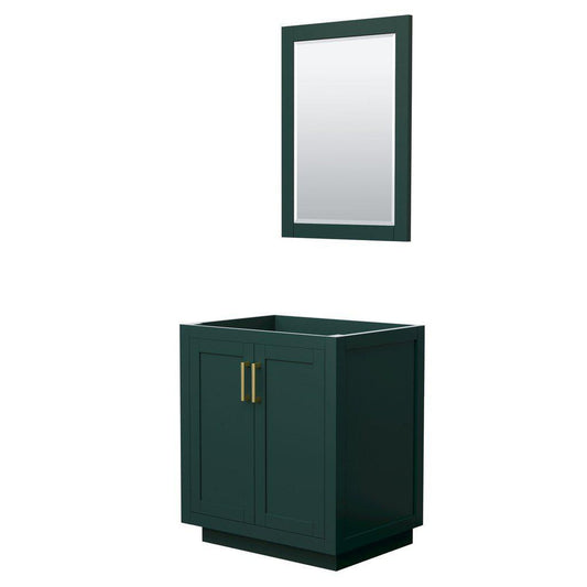 Wyndham Collection Miranda 30" Single Bathroom Green Vanity Set With 24" Mirror And Brushed Gold Trim