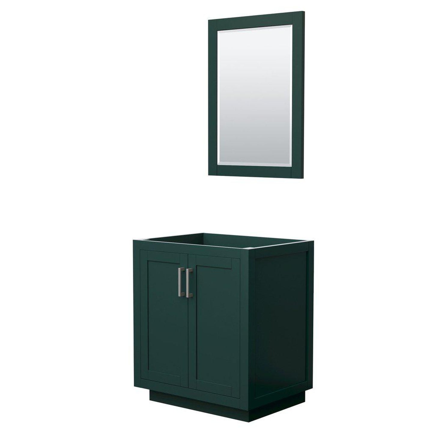 Wyndham Collection Miranda 30" Single Bathroom Green Vanity Set With 24" Mirror And Brushed Nickel Trim