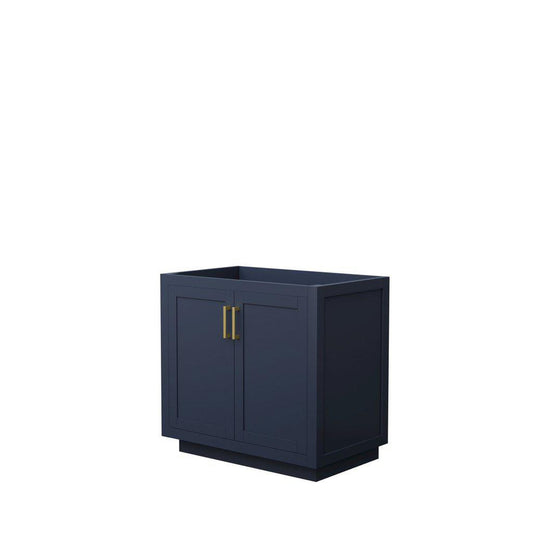 Wyndham Collection Miranda 36" Single Bathroom Dark Blue Vanity With Brushed Gold Trim