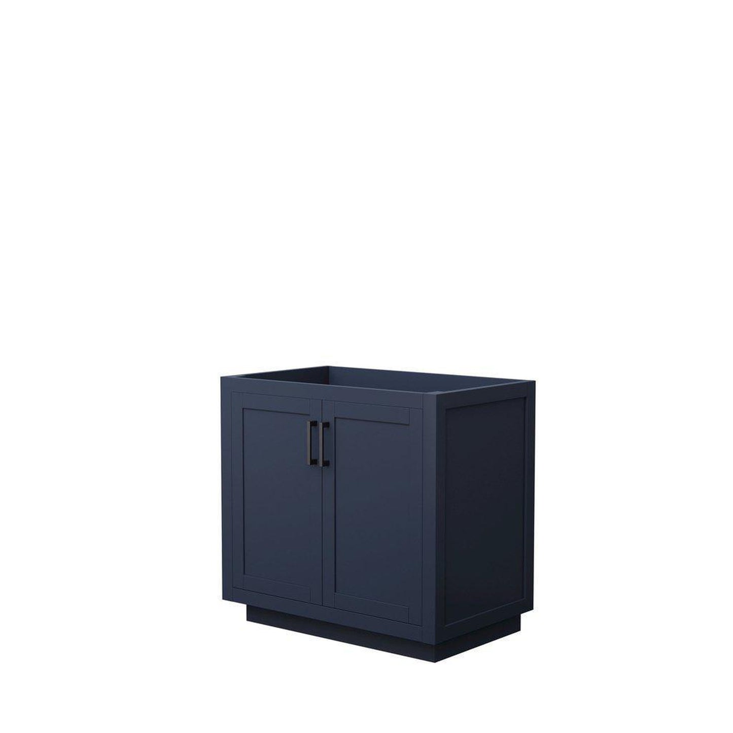 Wyndham Collection Miranda 36" Single Bathroom Dark Blue Vanity With Matte Black Trim