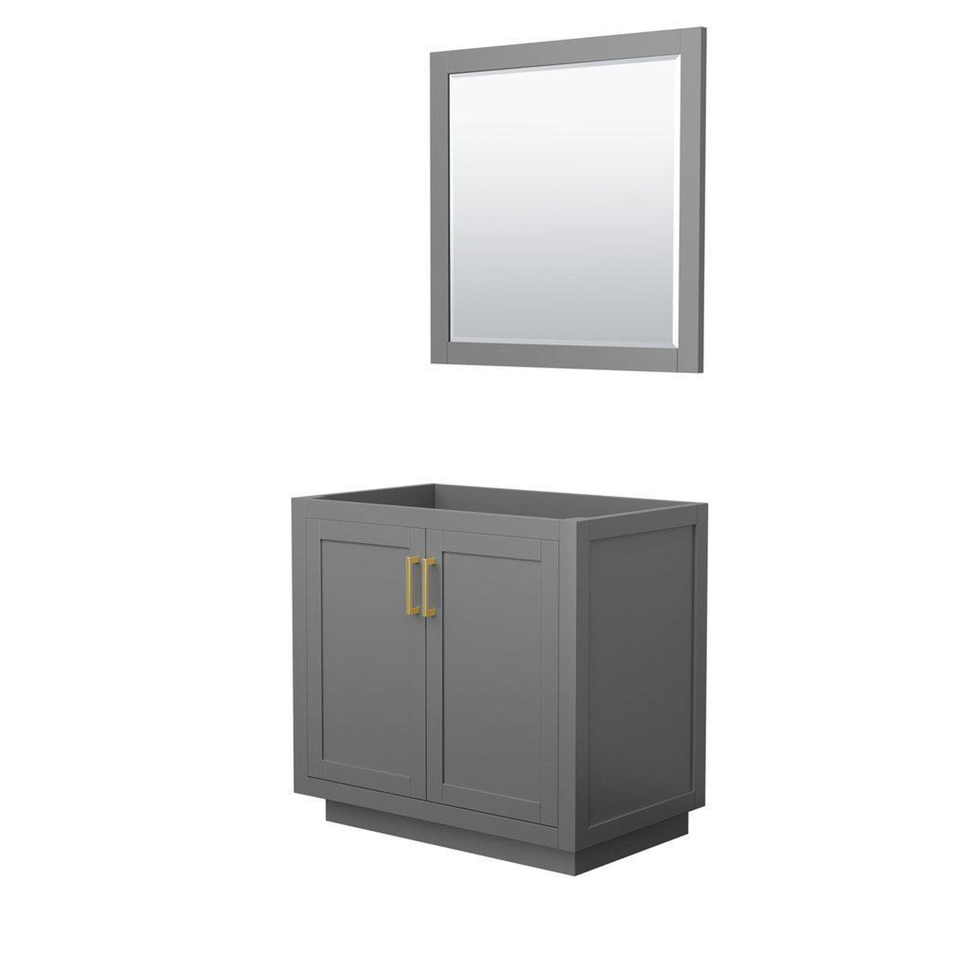 Wyndham Collection Miranda 36" Single Bathroom Dark Gray Vanity Set With 34" Mirror And Brushed Gold Trim