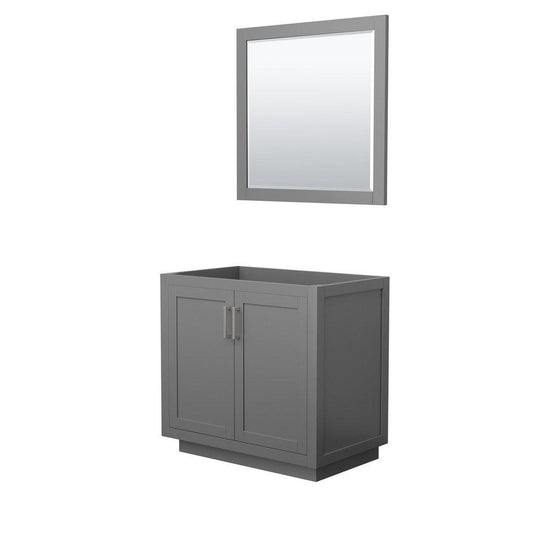 Wyndham Collection Miranda 36" Single Bathroom Dark Gray Vanity Set With 34" Mirror And Brushed Nickel Trim