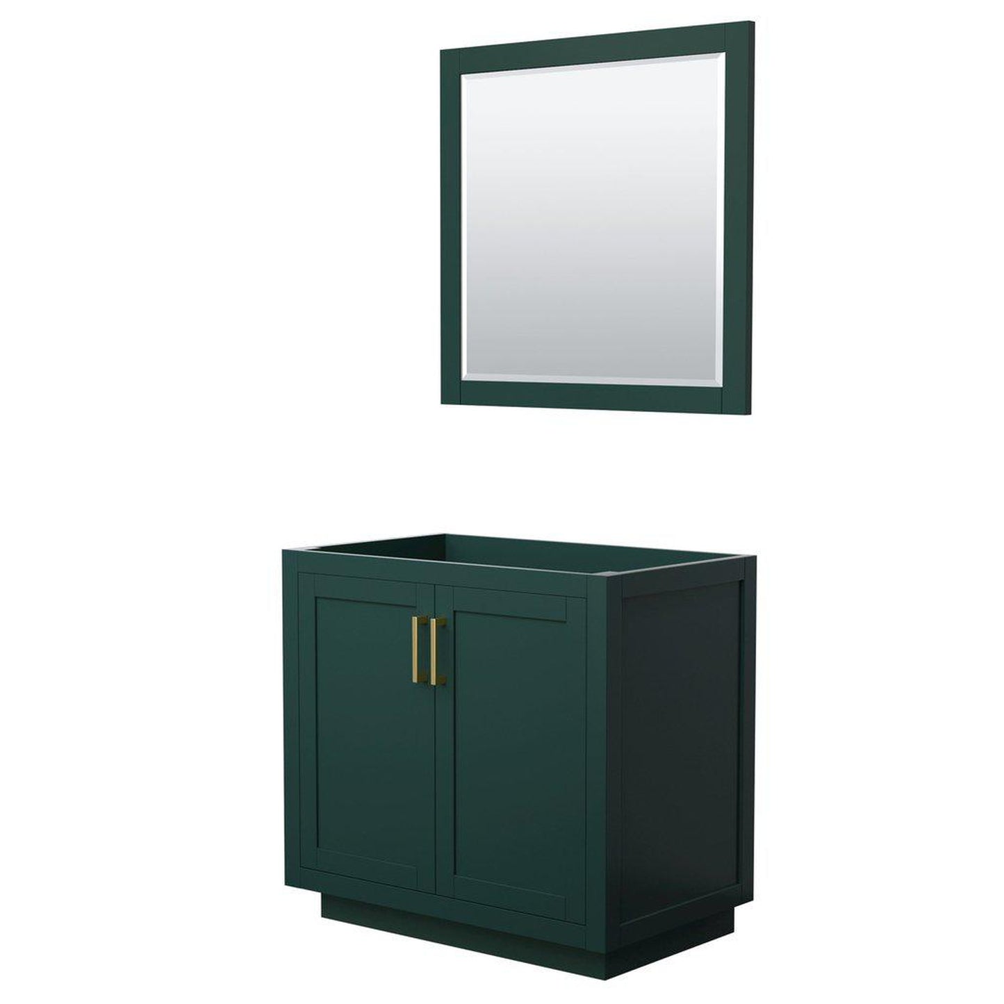 Wyndham Collection Miranda 36" Single Bathroom Green Vanity Set With 34" Mirror And Brushed Gold Trim