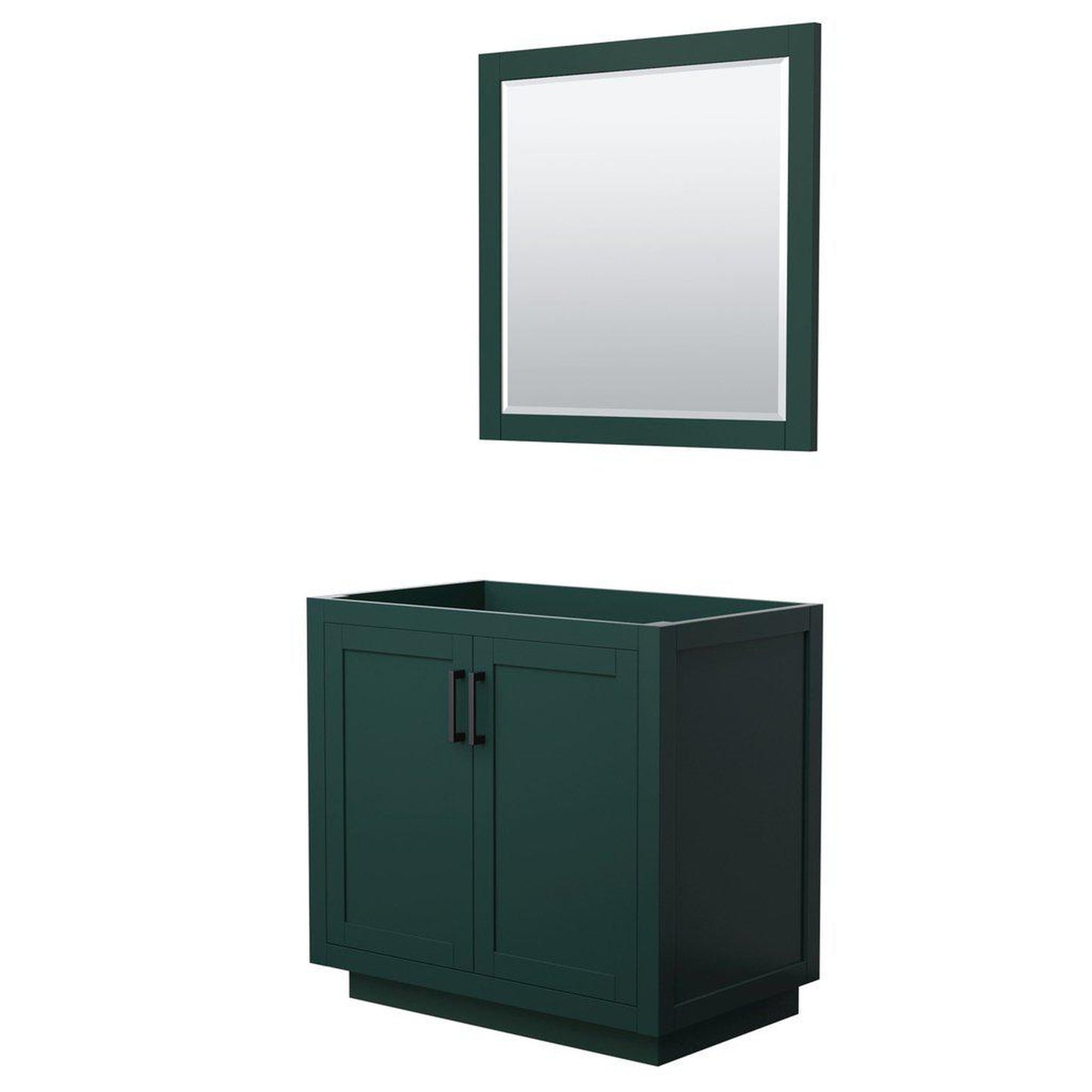 Wyndham Collection Miranda 36" Single Bathroom Green Vanity Set With 34" Mirror And Matte Black Trim