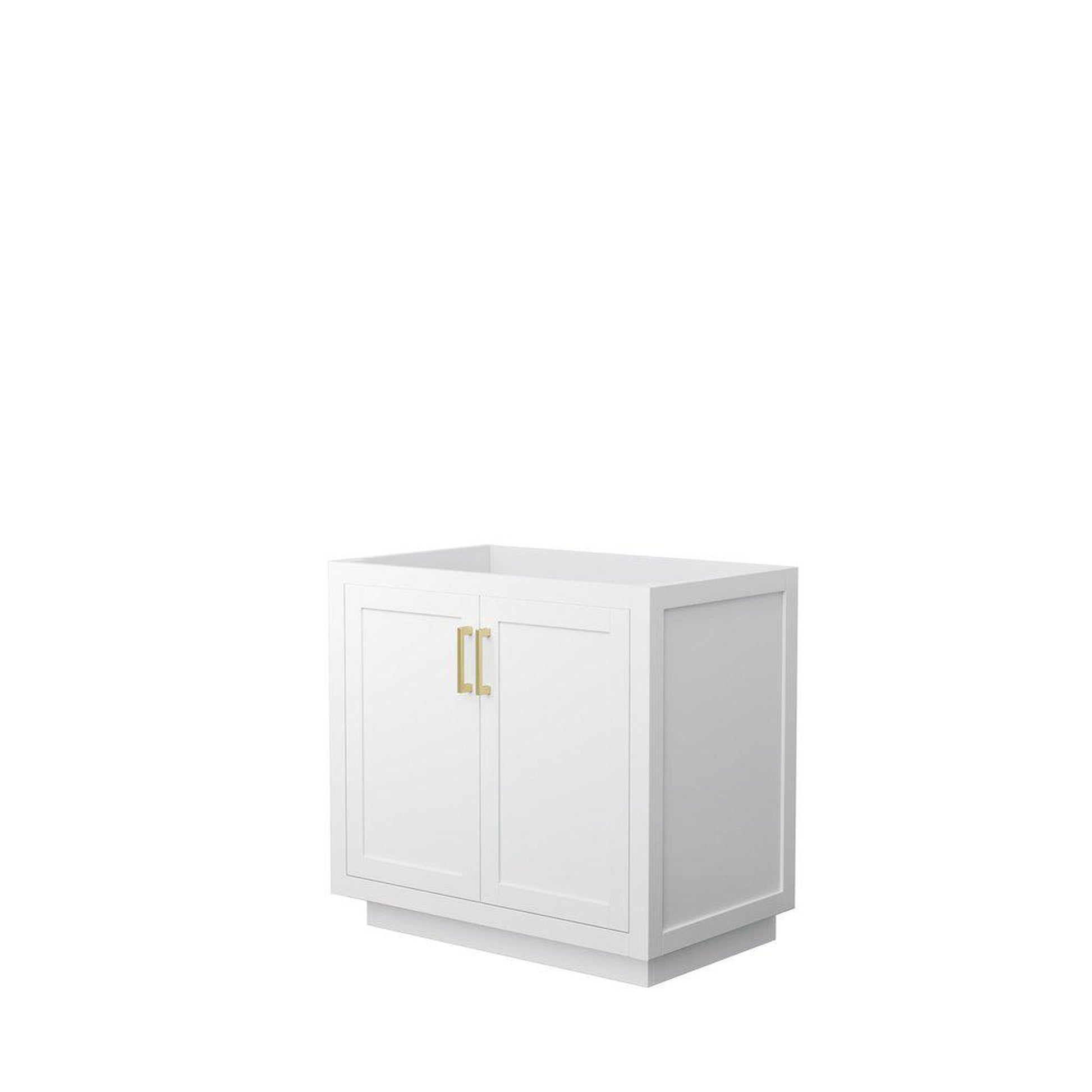 Wyndham Collection Miranda 36" Single Bathroom White Vanity With Brushed Gold Trim