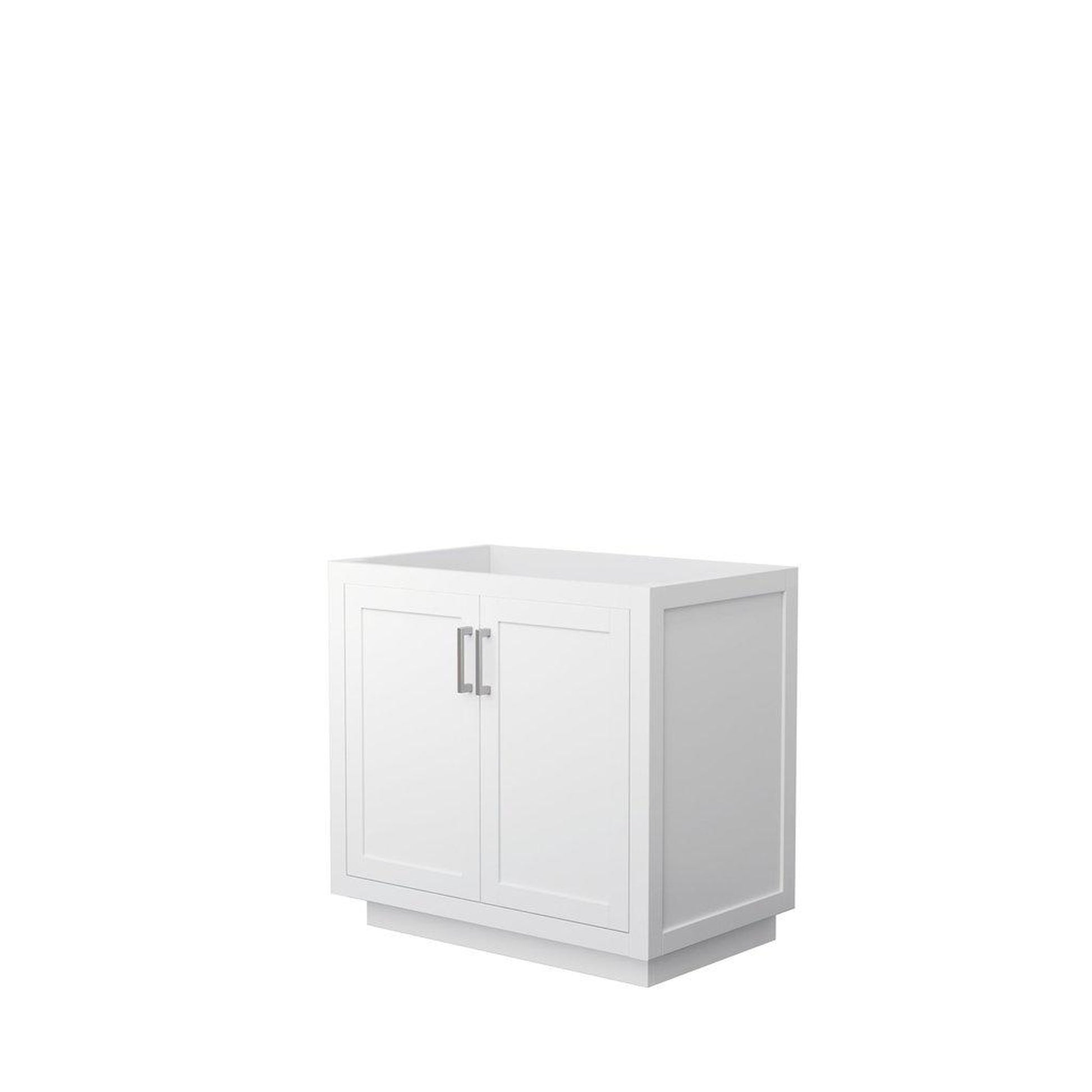 Wyndham Collection Miranda 36" Single Bathroom White Vanity With Brushed Nickel Trim