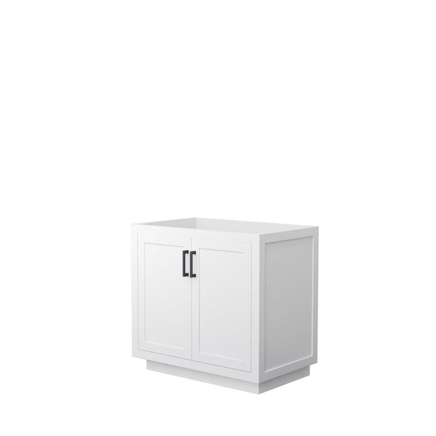 Wyndham Collection Miranda 36" Single Bathroom White Vanity With Matte Black Trim