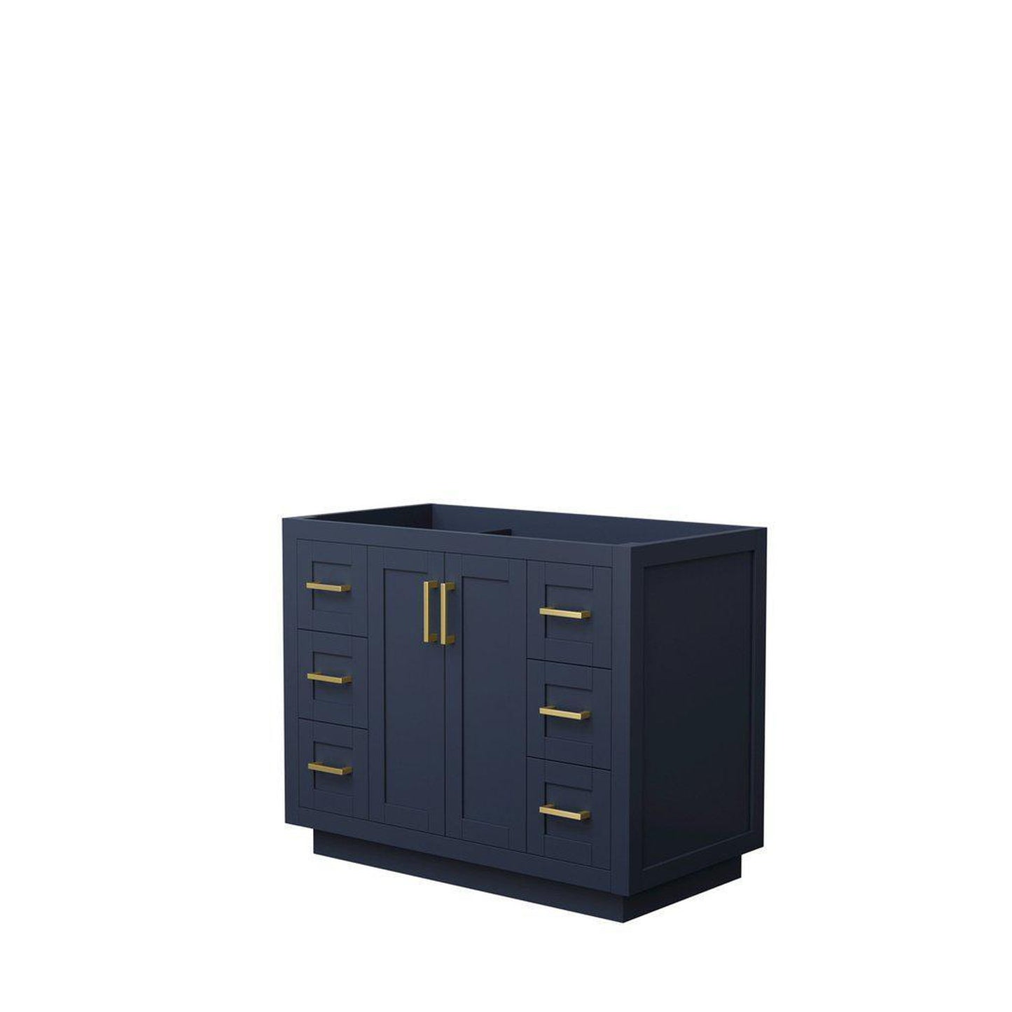 Wyndham Collection Miranda 42" Single Bathroom Dark Blue Vanity With Brushed Gold Trim