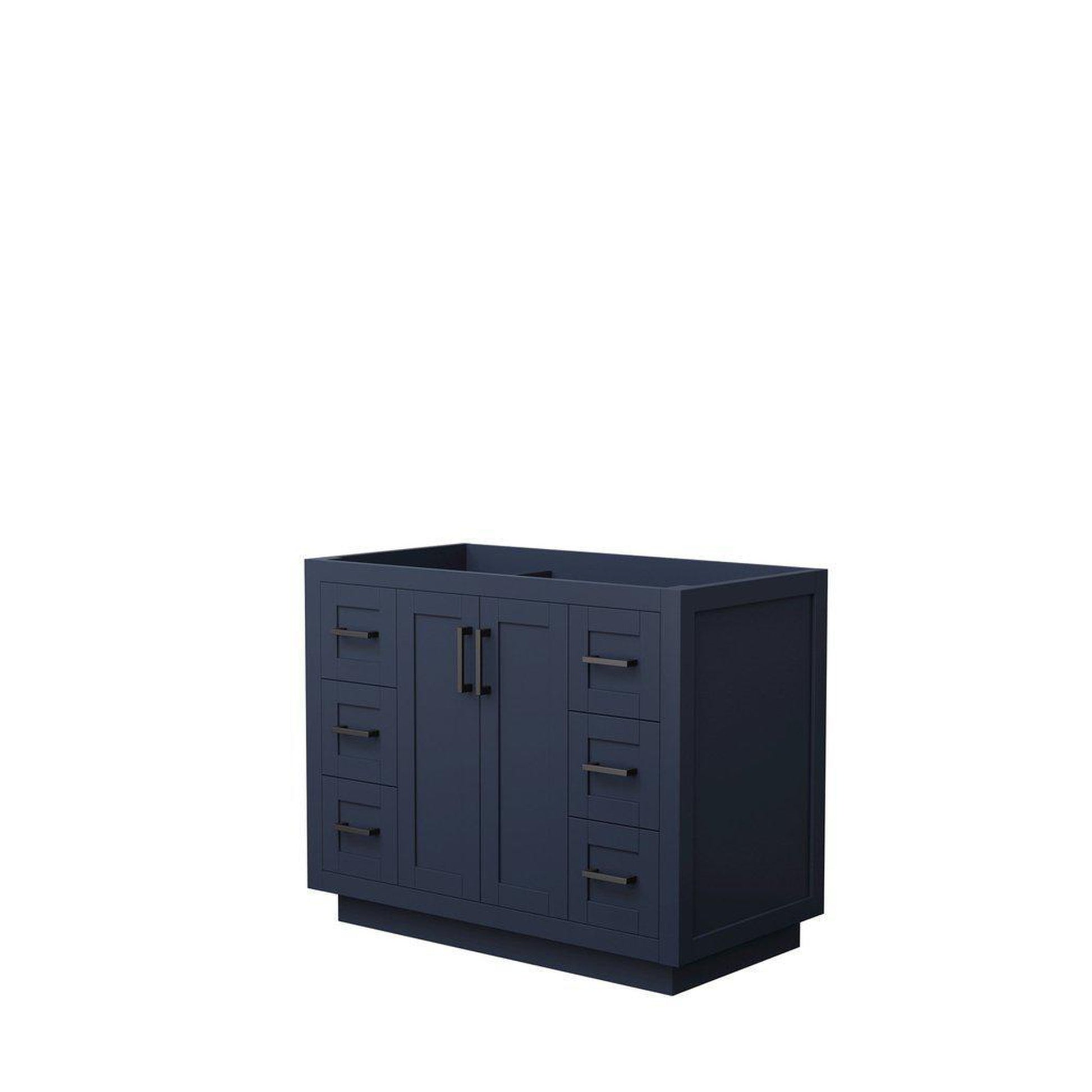 Wyndham Collection Miranda 42" Single Bathroom Dark Blue Vanity With Matte Black Trim