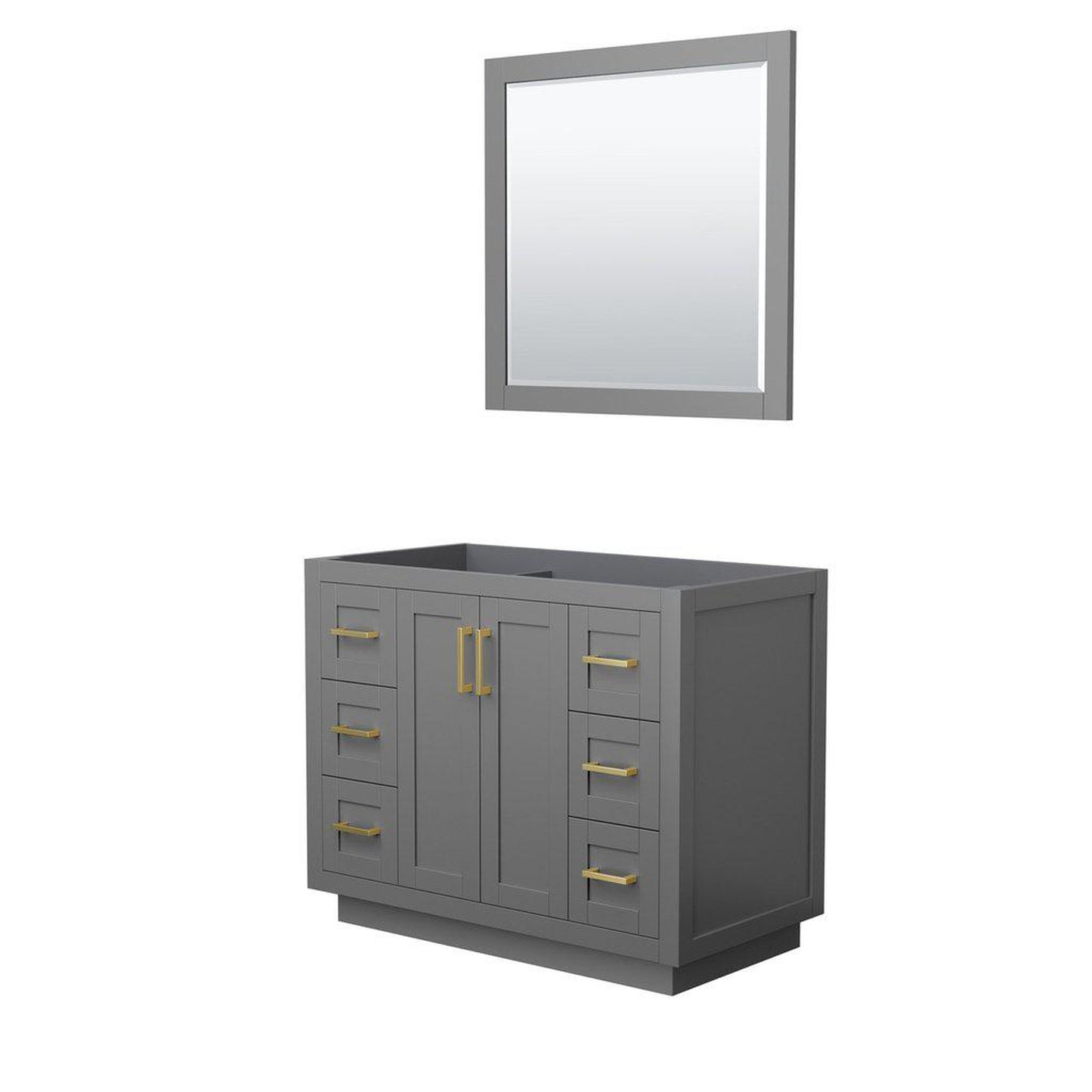 Wyndham Collection Miranda 42" Single Bathroom Dark Gray Vanity Set With 34" Mirror And Brushed Gold Trim