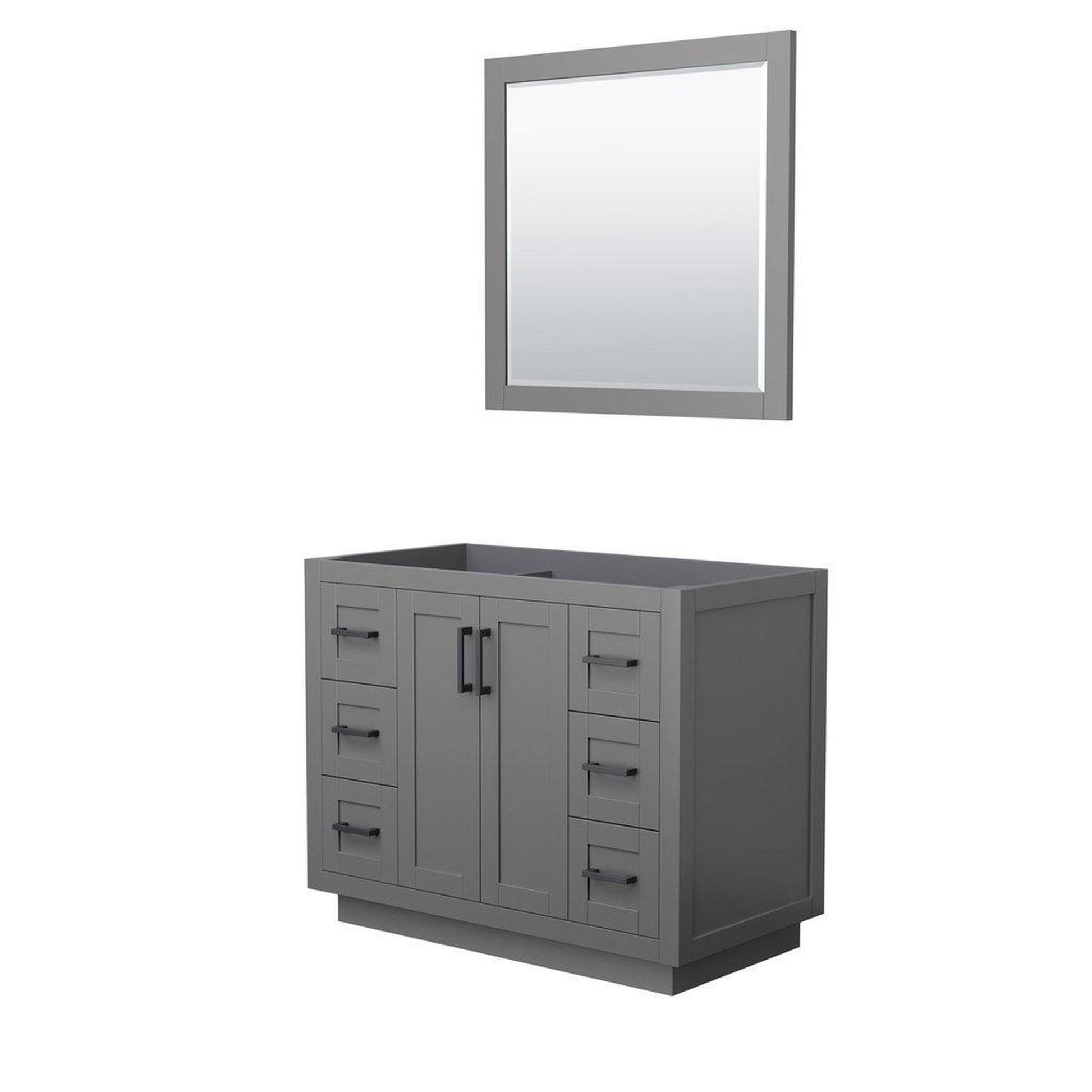 Wyndham Collection Miranda 42" Single Bathroom Dark Gray Vanity Set With 34" Mirror And Matte Black Trim