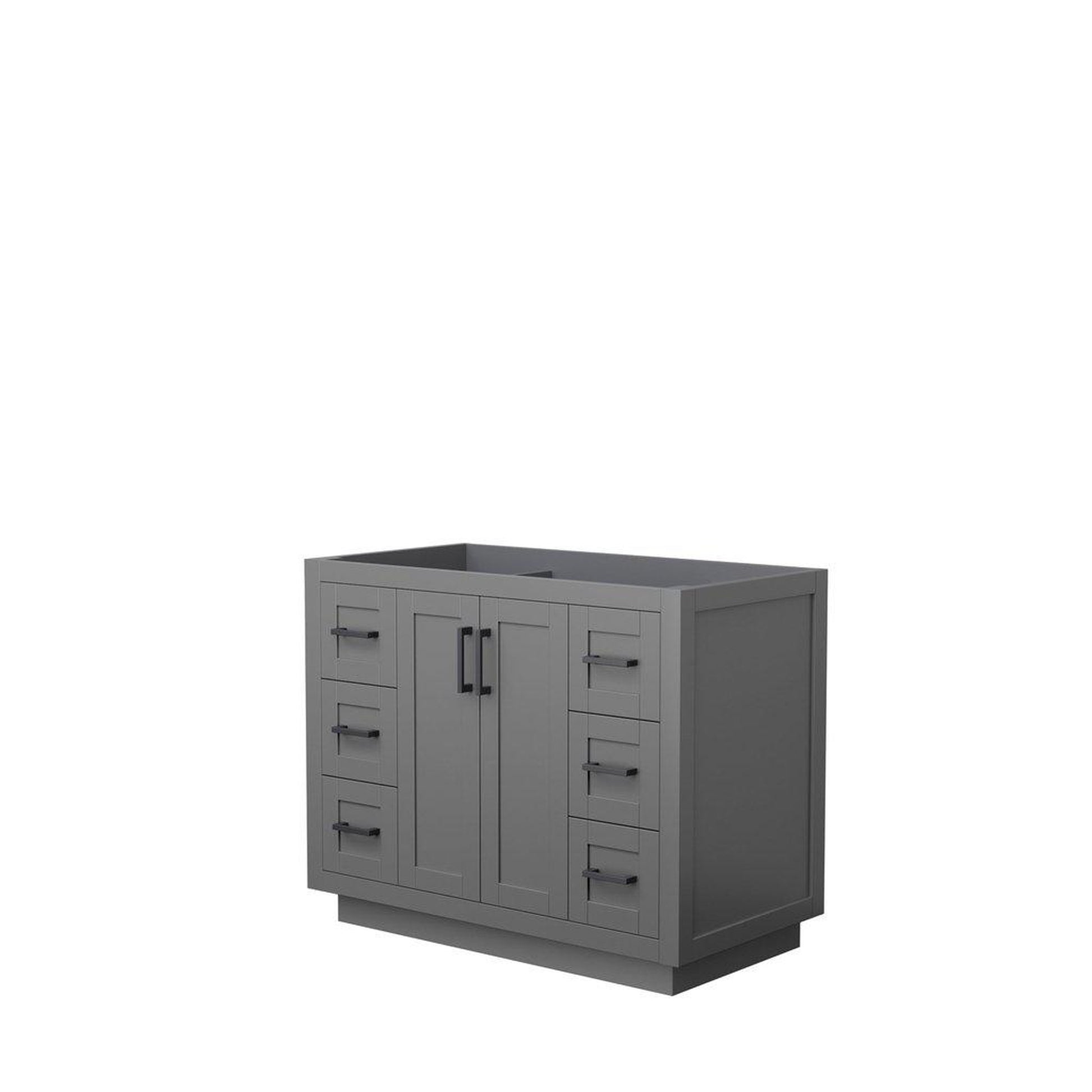 Wyndham Collection Miranda 42" Single Bathroom Dark Gray Vanity With Matte Black Trim