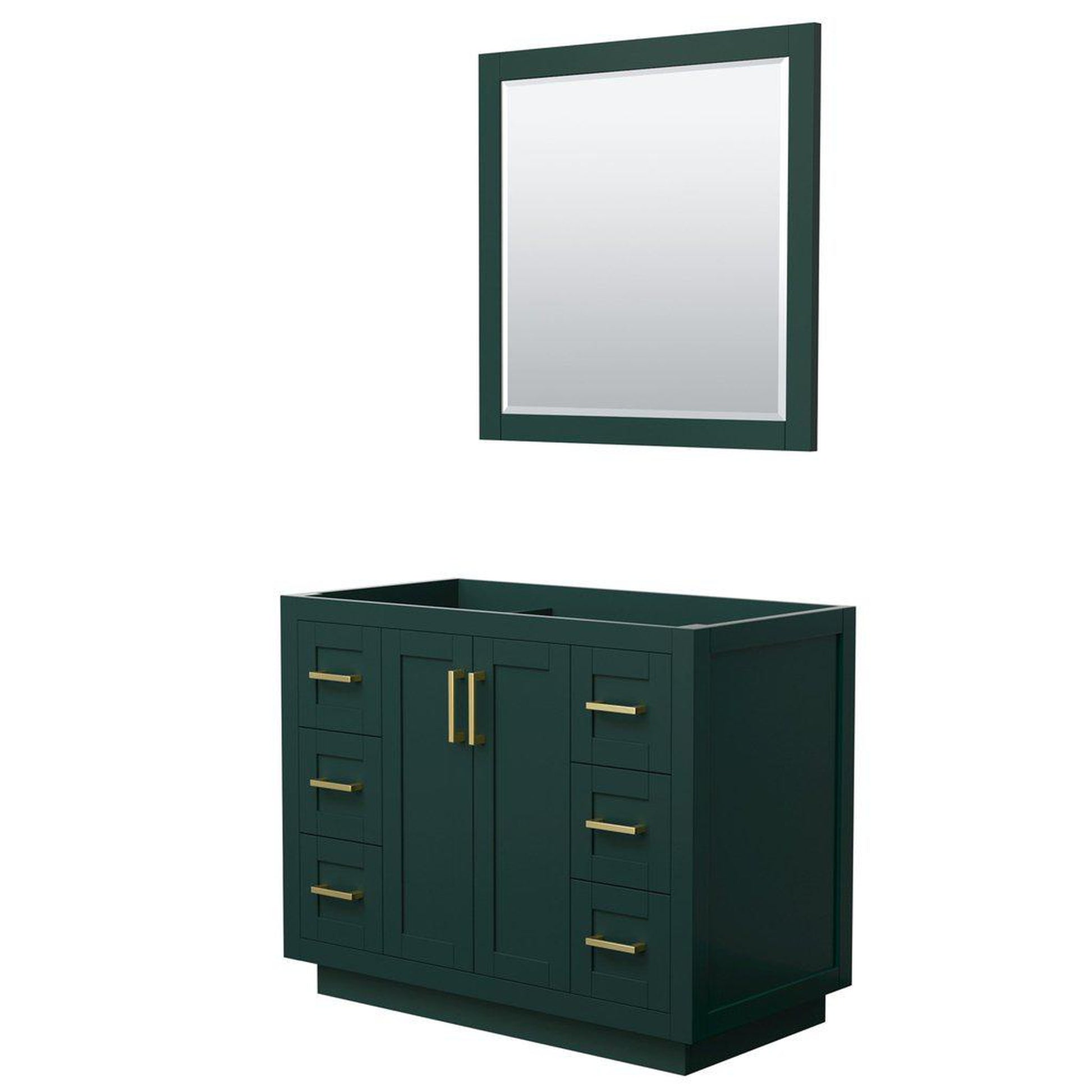 Wyndham Collection Miranda 42" Single Bathroom Green Vanity Set With 34" Mirror And Brushed Gold Trim