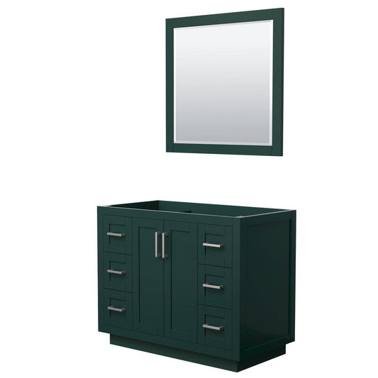 Wyndham Collection Miranda 42" Single Bathroom Green Vanity Set With 34" Mirror And Brushed Nickel Trim