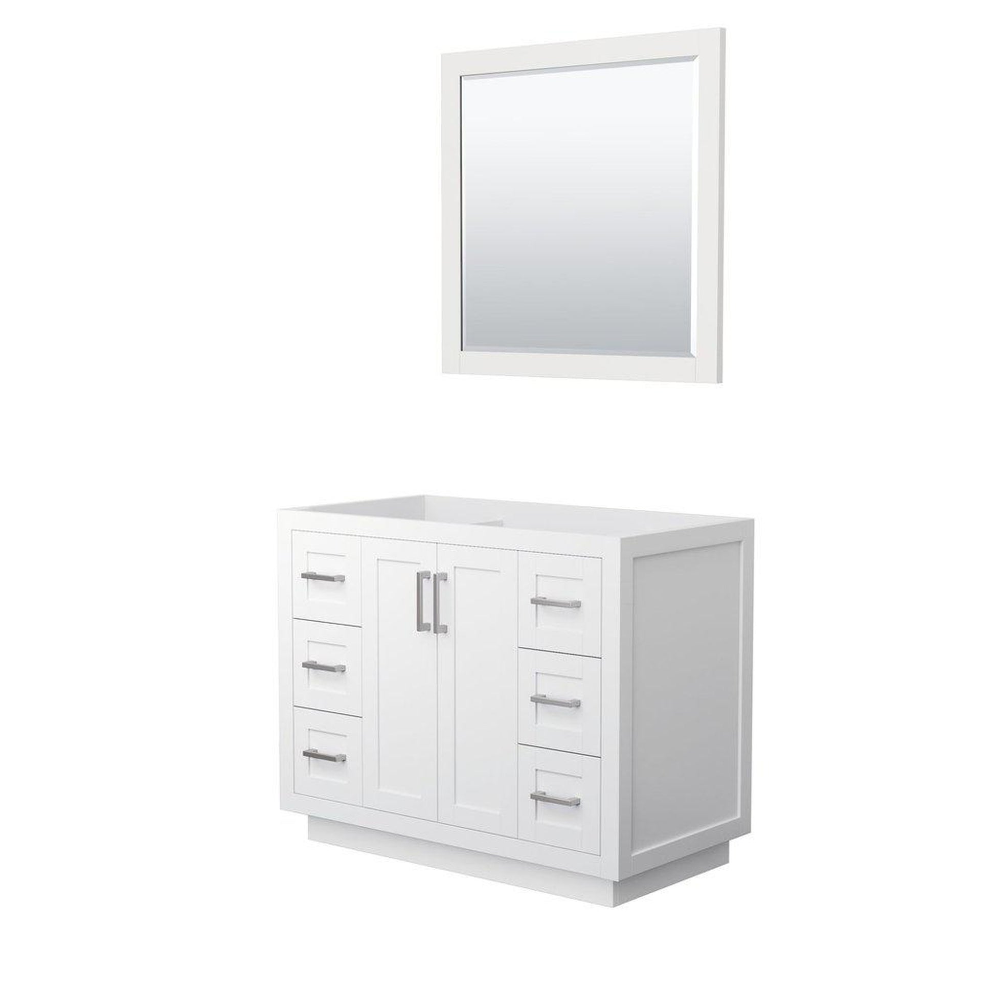 Wyndham Collection Miranda 42" Single Bathroom White Vanity Set With 34" Mirror And Brushed Nickel Trim