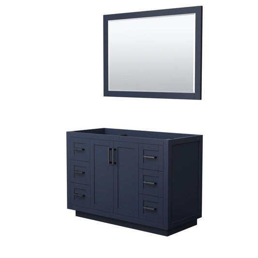 Wyndham Collection Miranda 48" Single Bathroom Dark Blue Vanity Set With 46" Mirror And Matte Black Trim