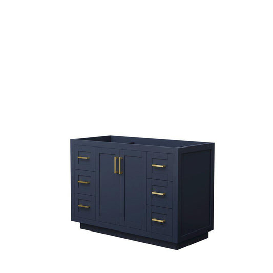 Wyndham Collection Miranda 48" Single Bathroom Dark Blue Vanity With Brushed Gold Trim