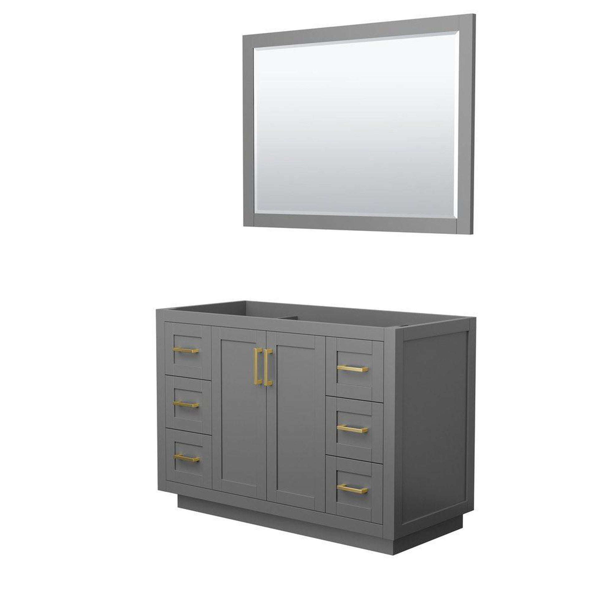 Wyndham Collection Miranda 48" Single Bathroom Dark Gray Vanity Set With 46" Mirror And Brushed Gold Trim