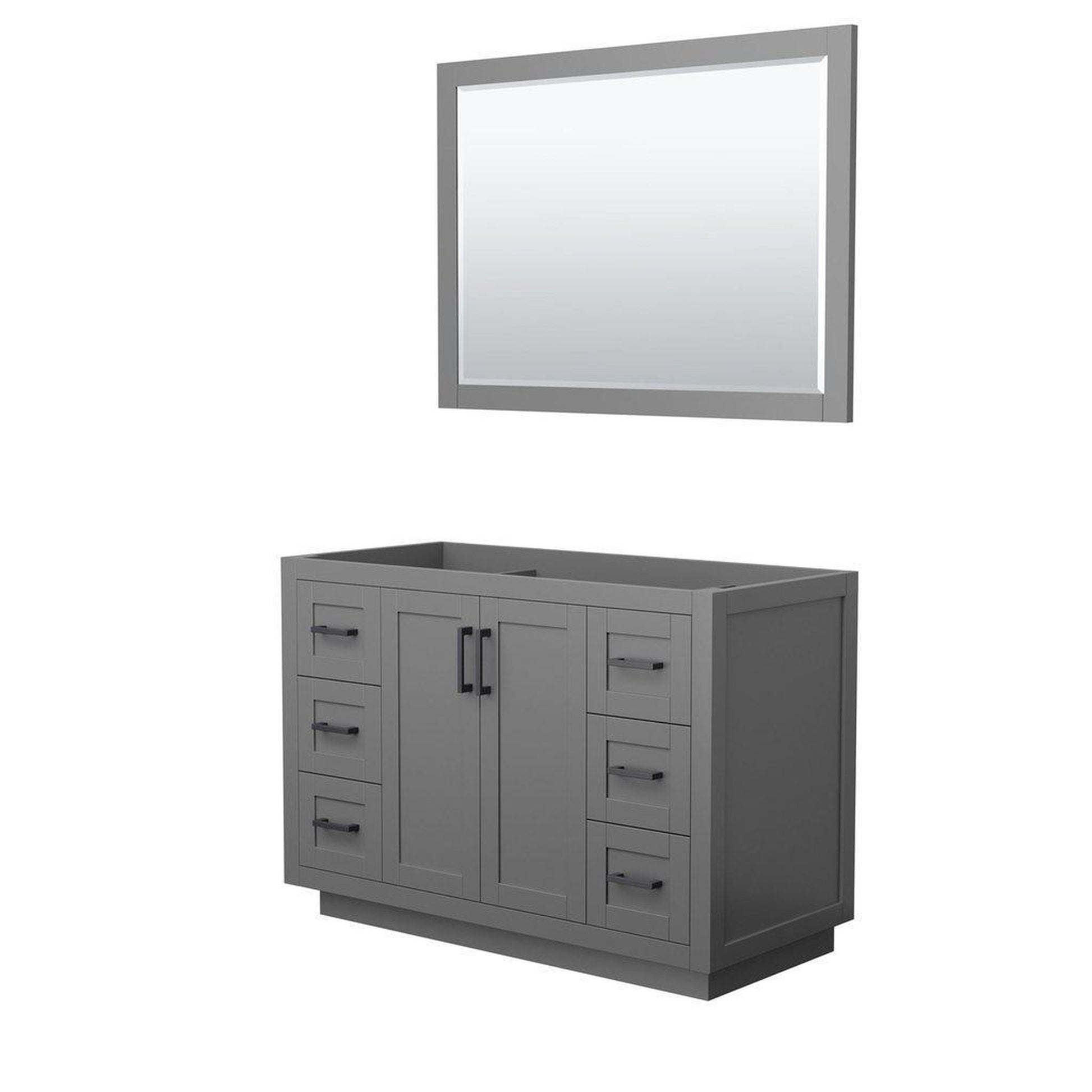 Wyndham Collection Miranda 48" Single Bathroom Dark Gray Vanity Set With 46" Mirror And Matte Black Trim