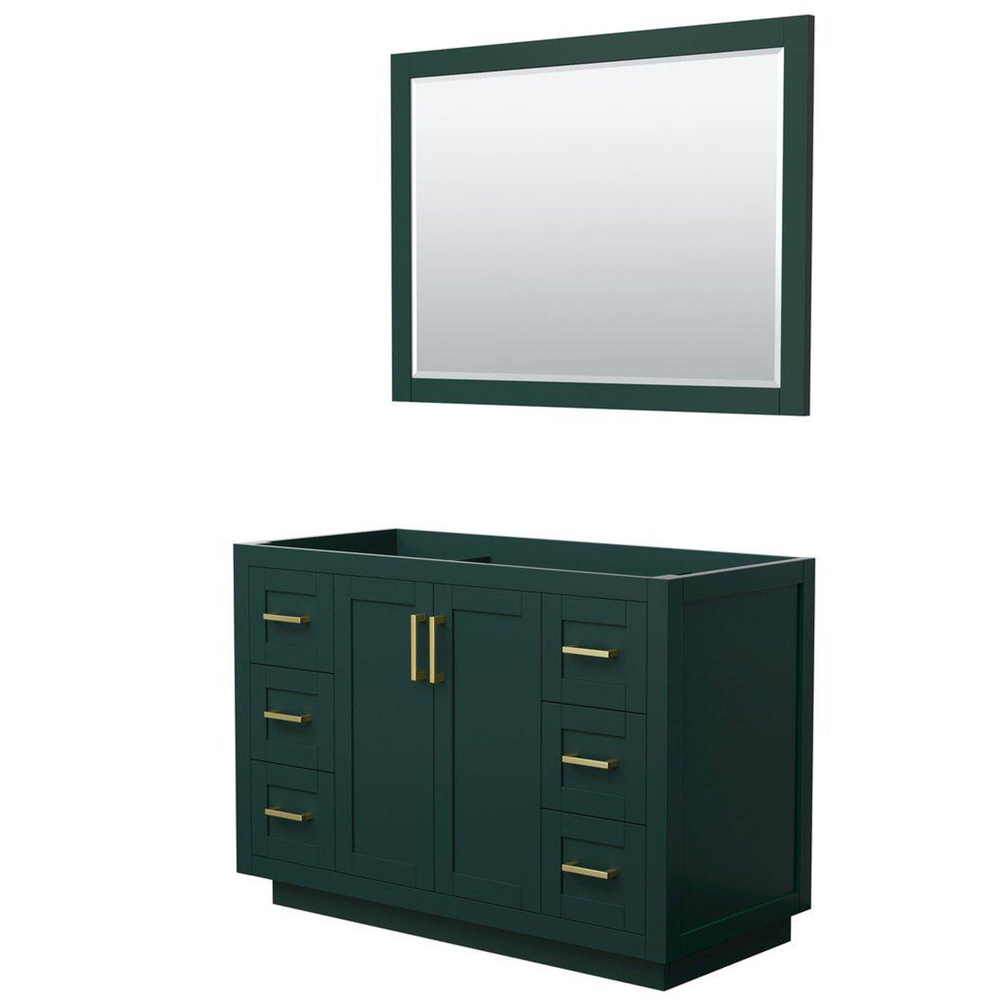 Wyndham Collection Miranda 48" Single Bathroom Green Vanity Set With 46" Mirror And Brushed Gold Trim
