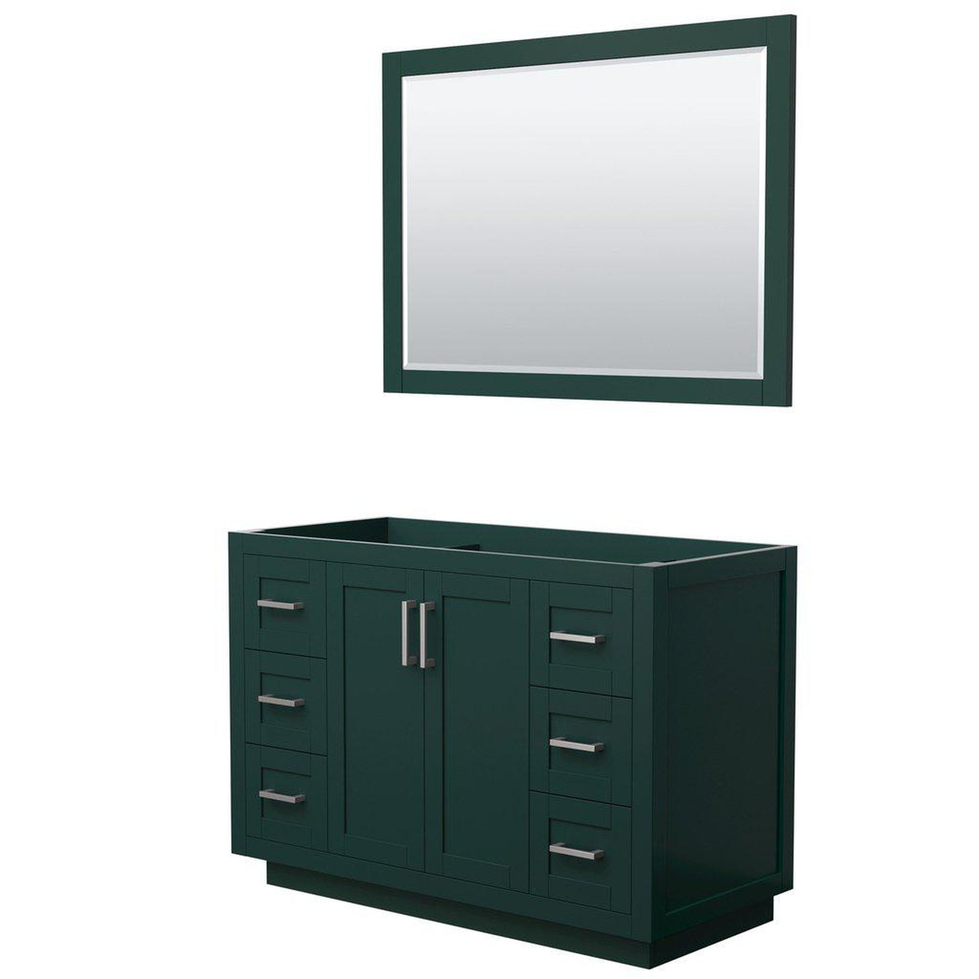 Wyndham Collection Miranda 48" Single Bathroom Green Vanity Set With 46" Mirror And Brushed Nickel Trim