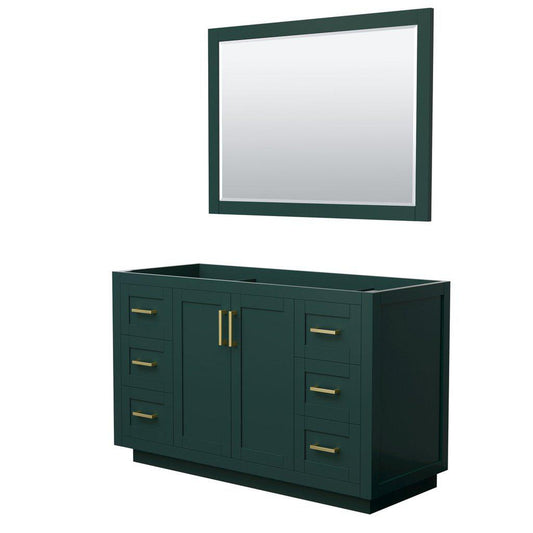 Wyndham Collection Miranda 54" Single Bathroom Green Vanity Set With 46" Mirror And Brushed Gold Trim