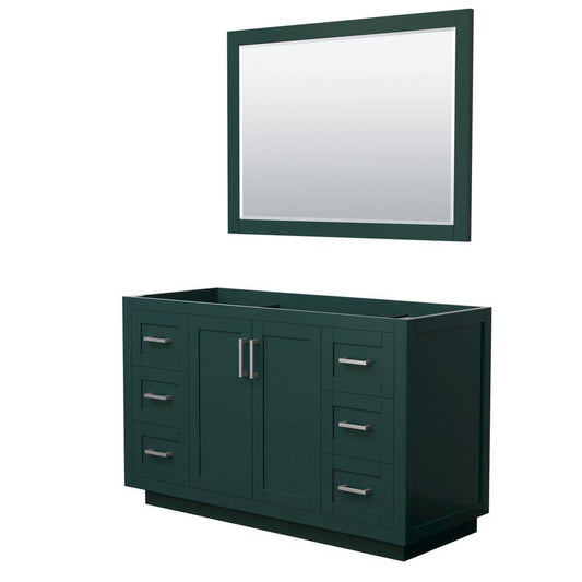 Wyndham Collection Miranda 54" Single Bathroom Green Vanity Set With 46" Mirror And Brushed Nickel Trim