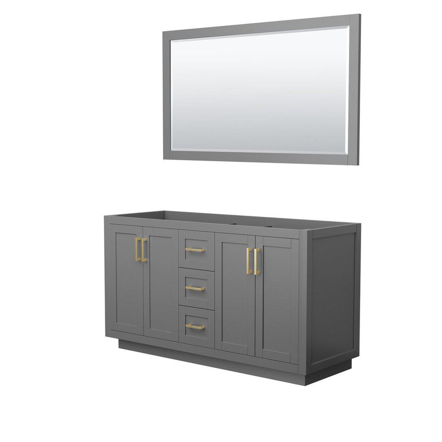 Wyndham Collection Miranda 60" Double Bathroom Dark Gray Vanity Set With 58" Mirror And Brushed Gold Trim