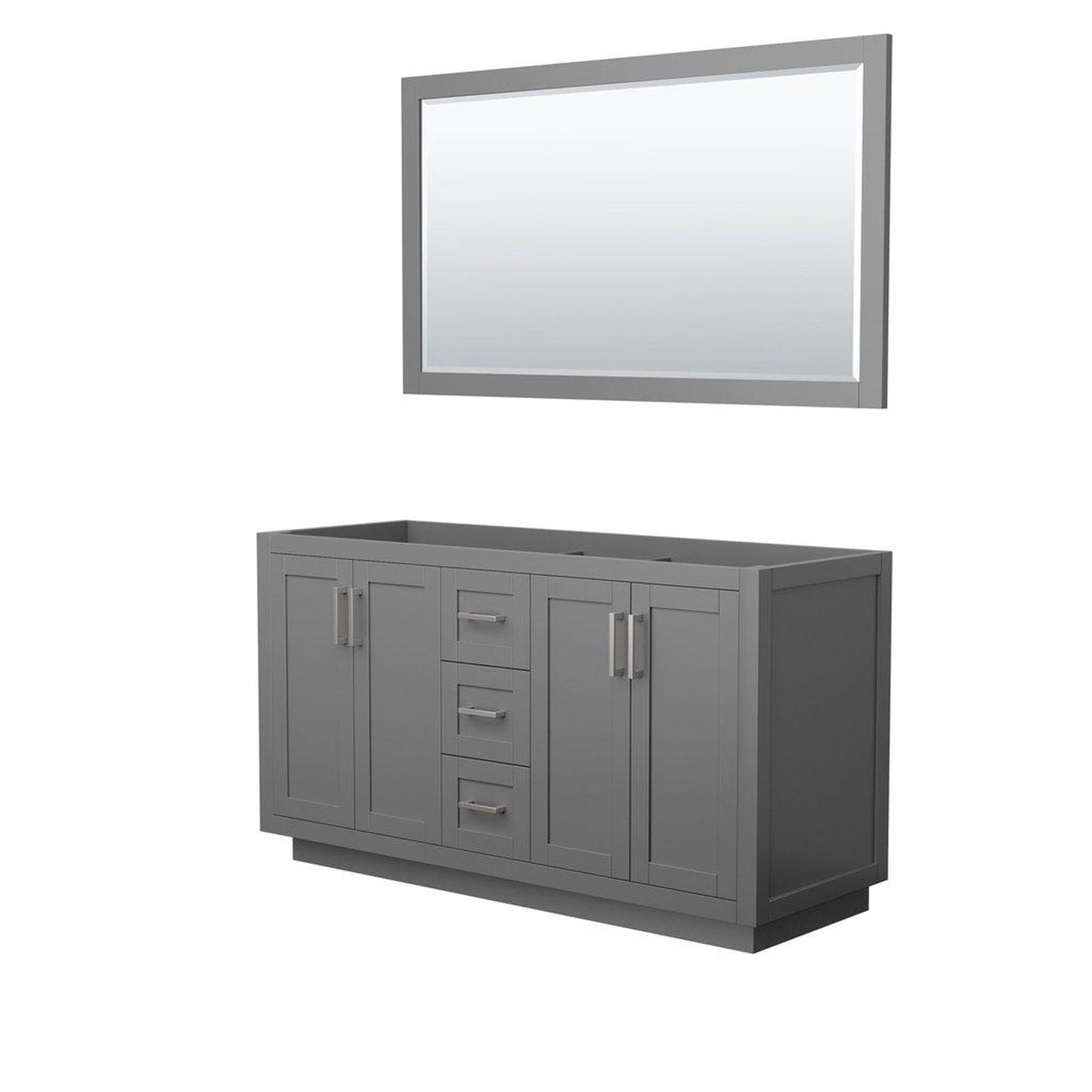 Wyndham Collection Miranda 60" Double Bathroom Dark Gray Vanity Set With 58" Mirror And Brushed Nickel Trim