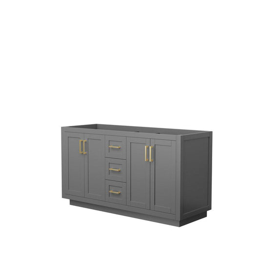 Wyndham Collection Miranda 60" Double Bathroom Dark Gray Vanity With Brushed Gold Trim